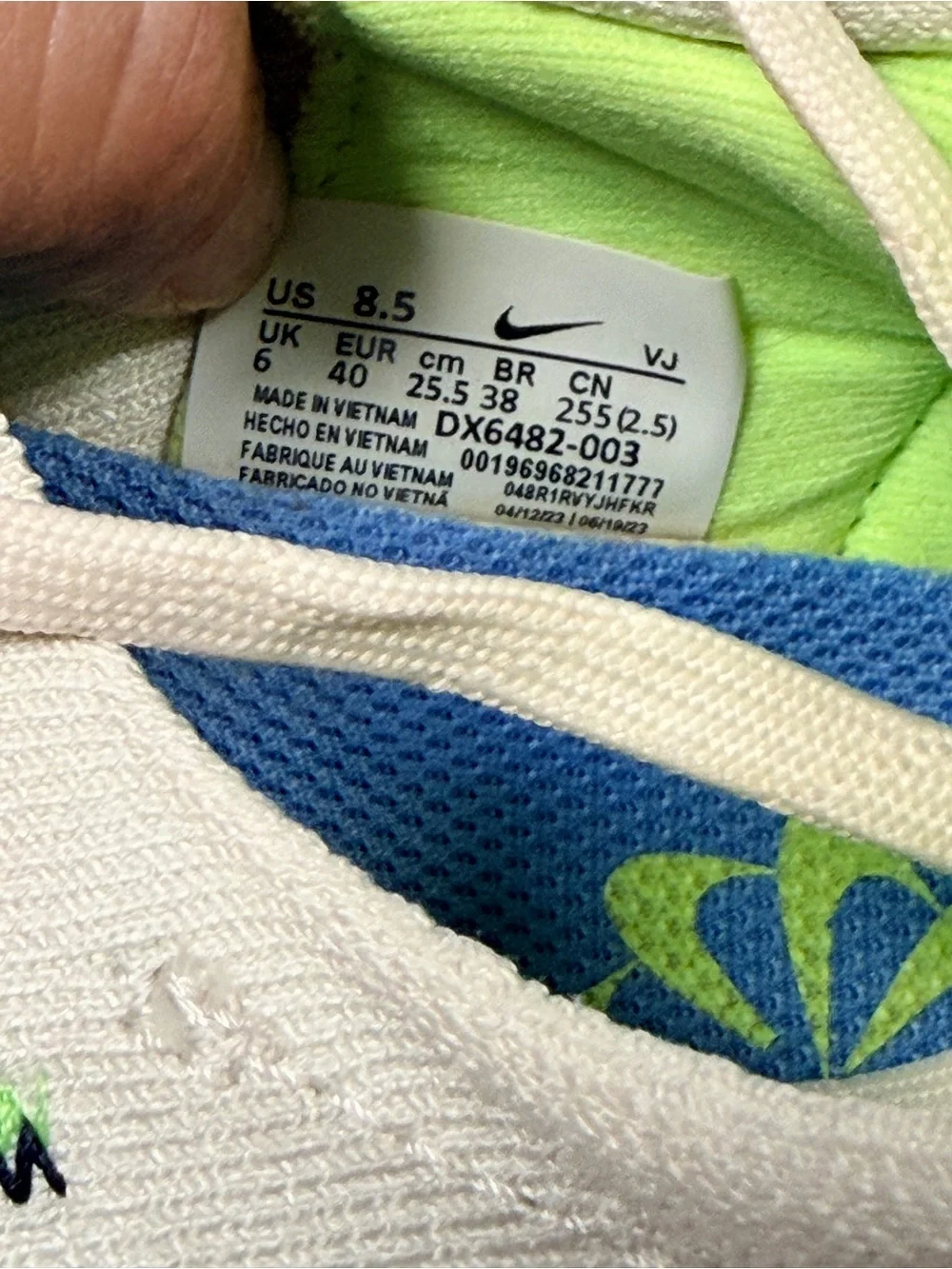 Womens Cream & Green Athletic Shoes